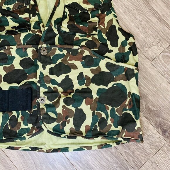 Vintage Camo Shooting Hunting Vest Men’s S Pockets Pouch Duck Bay Button Up 80s - Picture 4 of 16